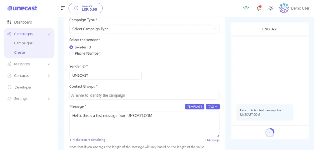 sms sender id